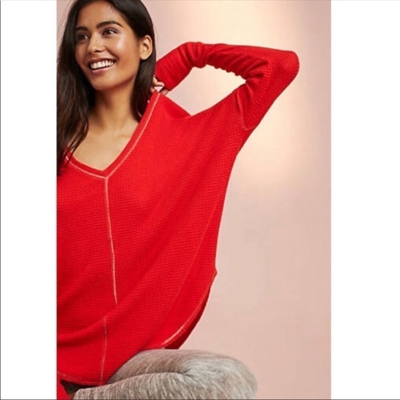 Anthropologie Saturday Sunday Thermal V Neck Top - Picture 3 of 8